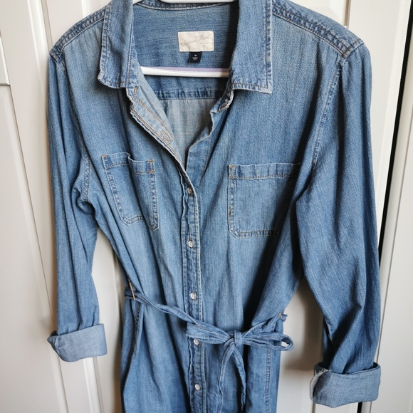 Universal Thread Denim Button Up Dress with Tie, Size Medium - Picture 5 of 5